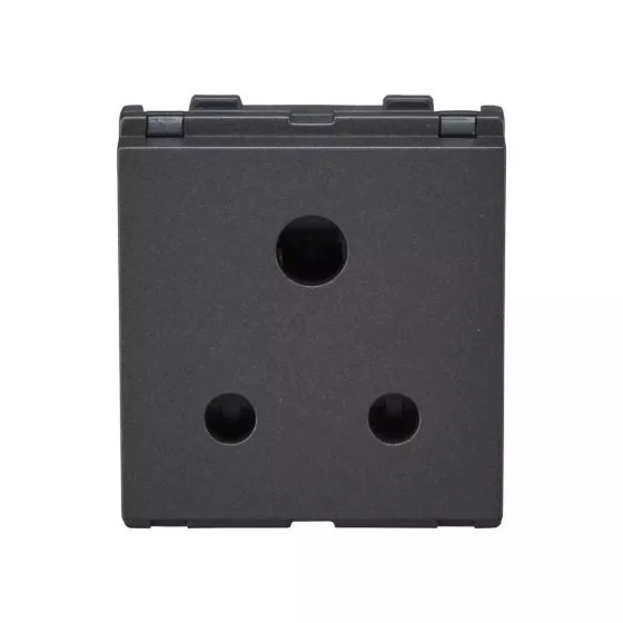 Englaze Power Sockets (L&T) - Mountain Grey, 3 Pin Socket 6A with ISI