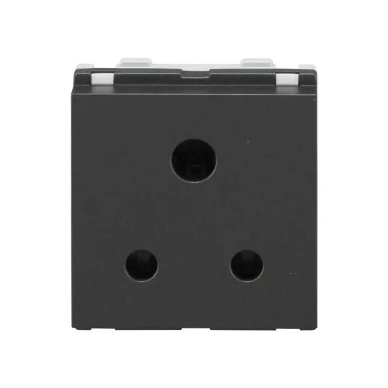 Entice Power Sockets (L&T) - Charcoal Grey, 3 Pin Socket 6A with ISI 2 M